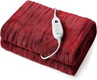 🔥 heated blanket electric throw red 50&#34; x 60&#34; flannel fast heating blanket - jinjeeo home office use machine washable logo