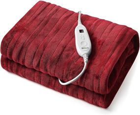 img 4 attached to 🔥 Heated Blanket Electric Throw Red 50&#34; x 60&#34; Flannel Fast Heating Blanket - JinJeeo Home Office Use Machine Washable