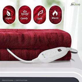 img 3 attached to 🔥 Heated Blanket Electric Throw Red 50&#34; x 60&#34; Flannel Fast Heating Blanket - JinJeeo Home Office Use Machine Washable