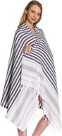 🏖️ demmex 2021 ibiza soft turkish cotton beach towel - beach picnic yoga blanket, pre-washed, xxl 75"x37" (black-grey) logo