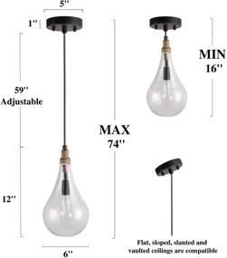 img 3 attached to 🏡 Stylish KSANA Farmhouse Wood and Glass Pendant Lighting: Perfect for Kitchen Island, Bedroom, Dining Room, Entryway, Sink, Breakfast Nook