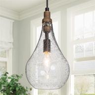 🏡 stylish ksana farmhouse wood and glass pendant lighting: perfect for kitchen island, bedroom, dining room, entryway, sink, breakfast nook logo