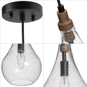 img 2 attached to 🏡 Stylish KSANA Farmhouse Wood and Glass Pendant Lighting: Perfect for Kitchen Island, Bedroom, Dining Room, Entryway, Sink, Breakfast Nook