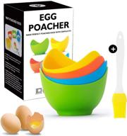 🥚 efficient silicone egg poacher cups for microwave or stovetop cooking - bpa free, 4-pack with oil brush logo