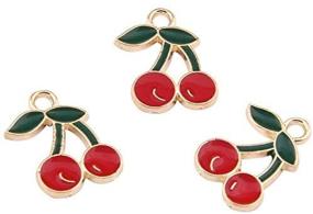 img 1 attached to 🍒 PandaHall 100pcs Cherry Shape Alloy Enamel Pendants: Perfect for Earrings, Bracelets, Necklaces - 2mm Hole, 18x13mm Size