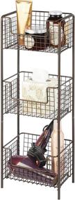 img 4 attached to 🛀 mDesign Bronze Bathroom Shelving Unit with 3 Basket Bins - Space-saving Storage Organizer for Bath Towels, Toiletries and Hand Soap