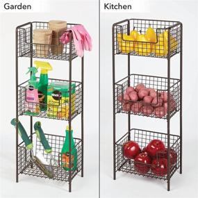 img 2 attached to 🛀 mDesign Bronze Bathroom Shelving Unit with 3 Basket Bins - Space-saving Storage Organizer for Bath Towels, Toiletries and Hand Soap