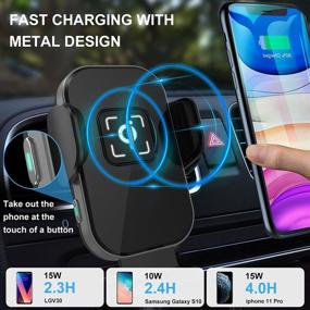 img 1 attached to XIZDDL Wireless Car Charger: 15W Qi Fast Charging Auto-Clamping Phone Mount 📱 for iPhone 12/11/X/Pro Max, Samsung Galaxy S10+/S9+/S8+ - Windshield, Dashboard and Vent Holder