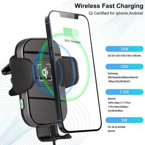 img 3 attached to XIZDDL Wireless Car Charger: 15W Qi Fast Charging Auto-Clamping Phone Mount 📱 for iPhone 12/11/X/Pro Max, Samsung Galaxy S10+/S9+/S8+ - Windshield, Dashboard and Vent Holder