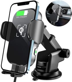 img 4 attached to XIZDDL Wireless Car Charger: 15W Qi Fast Charging Auto-Clamping Phone Mount 📱 for iPhone 12/11/X/Pro Max, Samsung Galaxy S10+/S9+/S8+ - Windshield, Dashboard and Vent Holder