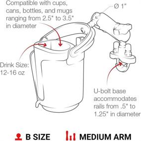 img 2 attached to 🍺 RAM Mounts Level Cup 16 oz Drink Holder with Handlebar U-Bolt Base RAM-B-132RU and Medium Arm for Motorcycle, ATV/UTV, and Bike