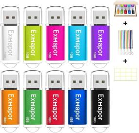 img 4 attached to 💽 Efficient 10 X 1GB Exmapor Thumb Drive USB Flash Drive with LED Indicator - Lanyard Included - Multi-Colored Cap Design (Silver/Light Green/Pink/Sky Blue/Purple/Orange/Green/Red/Blue/Black)