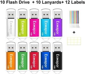 img 3 attached to 💽 Efficient 10 X 1GB Exmapor Thumb Drive USB Flash Drive with LED Indicator - Lanyard Included - Multi-Colored Cap Design (Silver/Light Green/Pink/Sky Blue/Purple/Orange/Green/Red/Blue/Black)