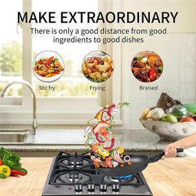 img 3 attached to 🔥 24×20 Inches Stainless Steel Gas Cooktop Built-in Gas Stove with 3 Sealed Burners +1 Electric Stove, Cast Iron Grate Stove-Top, LPG/NG Dual Fuel, Thermocouple Protection, Easy-to-Clean Surface