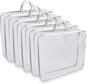 img 4 attached to 🛍️ Milkary Large Storage Bag: 5 Pack Clear Plastic Bags with Metal Zipper for Clothes, Blankets, Pillows – Moisture and Moth Protection