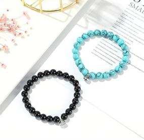 img 3 attached to 💑 Magnetic Couples Bracelets Set - 2 Pieces Magnet Matching Distance Relationship Bracelet with Natural Stone Beads for Men, Women, Boyfriends, and Girlfriends