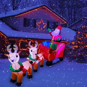 img 3 attached to 8-Foot LED Inflatable Christmas Reindeer Pulling Santa's Sleigh - 🦌 SEASONBLOW Xmas Decoration for Yard, Lawn, Garden, Home, Party - Indoor/Outdoor