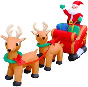 img 1 attached to 8-Foot LED Inflatable Christmas Reindeer Pulling Santa's Sleigh - 🦌 SEASONBLOW Xmas Decoration for Yard, Lawn, Garden, Home, Party - Indoor/Outdoor