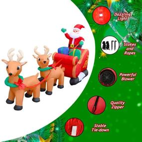 img 2 attached to 8-Foot LED Inflatable Christmas Reindeer Pulling Santa's Sleigh - 🦌 SEASONBLOW Xmas Decoration for Yard, Lawn, Garden, Home, Party - Indoor/Outdoor