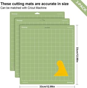 img 3 attached to 🔪 Набор режущих ковриков Emooqi Cricut (3 шт., 12x12 дюймов) с скребком - коврики средней клейкости с зеленым квадратным решеткой и антискользящие для искусства, текстиля, скрапбукинга и DIY проектов.