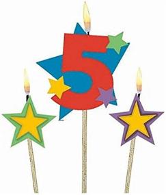 img 1 attached to 🎂 Amscan #5 Decorative Birthday Candle & Star Candles: Party Supply, 3-Piece Set