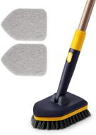 adjustable telescopic tub tile scrubber brush with stiff bristles and scouring pads - 2 in 1 cleaning tool for bathroom, kitchen, toilet, wall, sink - non-scratch - 58.2-inch logo