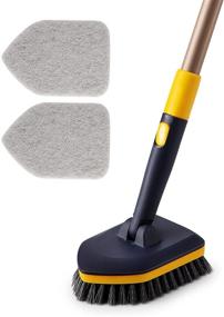 img 4 attached to Adjustable Telescopic Tub Tile Scrubber Brush with Stiff Bristles and Scouring Pads - 2 in 1 Cleaning Tool for Bathroom, Kitchen, Toilet, Wall, Sink - Non-Scratch - 58.2-inch