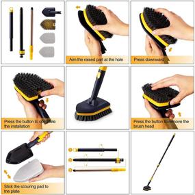 img 3 attached to Adjustable Telescopic Tub Tile Scrubber Brush with Stiff Bristles and Scouring Pads - 2 in 1 Cleaning Tool for Bathroom, Kitchen, Toilet, Wall, Sink - Non-Scratch - 58.2-inch