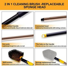 img 2 attached to Adjustable Telescopic Tub Tile Scrubber Brush with Stiff Bristles and Scouring Pads - 2 in 1 Cleaning Tool for Bathroom, Kitchen, Toilet, Wall, Sink - Non-Scratch - 58.2-inch