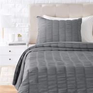 🛏️ premium dark grey twin/twin xl seersucker comforter set by amazon basics - soft, easy-wash microfiber for better sleep logo