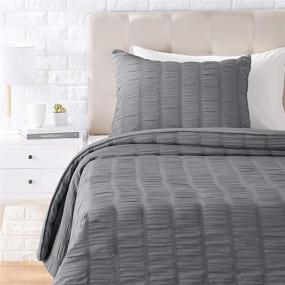 img 4 attached to 🛏️ Premium Dark Grey Twin/Twin XL Seersucker Comforter Set by Amazon Basics - Soft, Easy-Wash Microfiber for Better Sleep