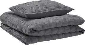 img 3 attached to 🛏️ Premium Dark Grey Twin/Twin XL Seersucker Comforter Set by Amazon Basics - Soft, Easy-Wash Microfiber for Better Sleep