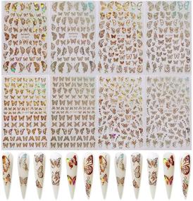 img 3 attached to Butterfly Nail Art Stickers Decals - Laser Butterfly Stickers, Nail Designs with 3D Gold Butterflies - Adhesive Sticker Sheets for Luxury Nail Foil and Art Decoration - Set of 8 Pcs