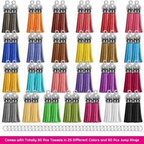 img 3 attached to Paxcoo Tassels for Jewelry Making: 50pcs Leather Tassel Keychain Charms Bulk with Jump Rings for Bracelets and Craft Supplies