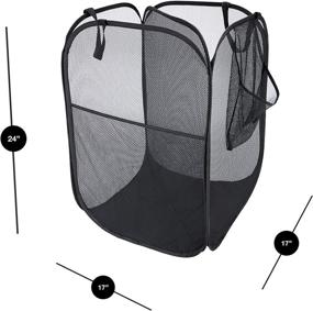 img 2 attached to Smart Design Pop Up Laundry Hamper: Divider, Zipper & Portable Handles - Durable Mesh Fabric - Collapsible Design - 4 Load Capacity - 17 x 24 Inch - Black