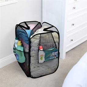 img 3 attached to Smart Design Pop Up Laundry Hamper: Divider, Zipper & Portable Handles - Durable Mesh Fabric - Collapsible Design - 4 Load Capacity - 17 x 24 Inch - Black