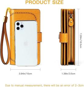 img 1 attached to 👜 Seammer Women's Large Capacity RFID Blocking Leather Wallet: Stylish Ladies Wristlet Purse (Yellow)