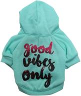 🐾 coutudi good vibes only word print dog hoodie: warm winter sweater for small dogs and cats логотип