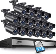 📷 zosi h.265+ 1080p 16 channel security camera system with 2tb hard drive, 16ch 1080p hd-tvi cctv dvr, 16x outdoor indoor surveillance bullet camera 1080p, night vision, remote control, alert push logo