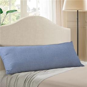 img 3 attached to 🛏️ EVOLIVE 100% Cotton Pre-Washed Melange Blue Body Pillow Cover/Case 21" x 54" Zippered Closure (Blue, 21x54)