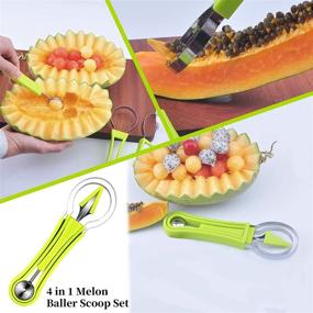 img 3 attached to 5-Piece Melon Baller Scoop Set: 4-in-1 Stainless Steel Fruit Scooper, Seed Remover, Cutter, Double-Sided Melon Baller Spoon, Avocado Cutter, Watermelon Carving Knife – Pulp Separator and Fruit Slicer