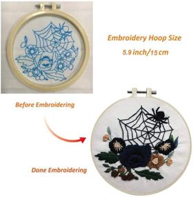 img 3 attached to Halloween Spider Web Flower Cross Stitch: Louise Maelys Beginner Embroidery Kit for Adults and Kids