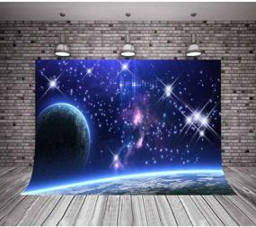 img 2 attached to MME 5x3Ft Dark Blue Galaxy Backdrop with Glittering Stars, Purple Earth Props for Photo Studio - LXME054