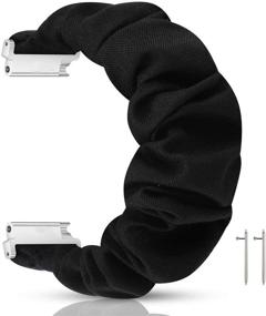 img 2 attached to 🌸 Blueshaw Fabric Elastic Scrunchie Watch Band for Garmin vívomove HR - Cute Replacement Straps in Black