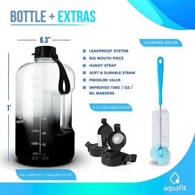 img 1 attached to 💧 Stay Hydrated with AQUAFIT 1 Gallon Water Bottle - Motivational, Big, with Straw, Time Marker - Black Fade Water Jug