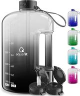 💧 stay hydrated with aquafit 1 gallon water bottle - motivational, big, with straw, time marker - black fade water jug logo