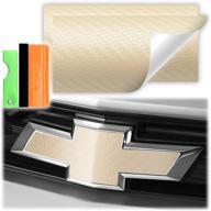 2-pack of beige 5x10 inches 3d carbon fiber textured vinyl wrap, perfect for chevrolet bowtie emblem overlay. matte sticker sheet film decal for front and rear. includes free tool kit. logo