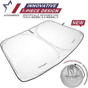 img 3 attached to Autoameric 1-Piece Windshield Sunshade Designed for Tesla Model 3 and Model Y - Top Foldable Lightweight M3 Sun Shield - Car Front Window Heatshield Sun Shade - Premium Tesla Automotive Accessories