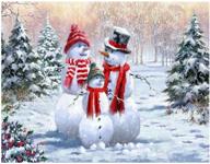 🎨 beginner-friendly diy digital oil painting kit - snowman family paint by numbers for adults | wall decor logo