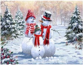 img 4 attached to 🎨 Beginner-friendly DIY Digital Oil Painting Kit - Snowman Family Paint by Numbers for Adults | Wall Decor